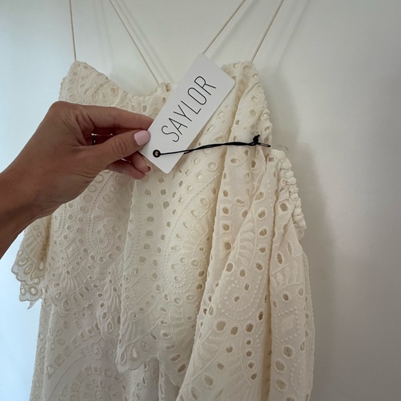 SAYLOR Karen Cream Lace Flutter Sleeve Mini Sundress Montauk Size S NWT - Picture 6 of 11